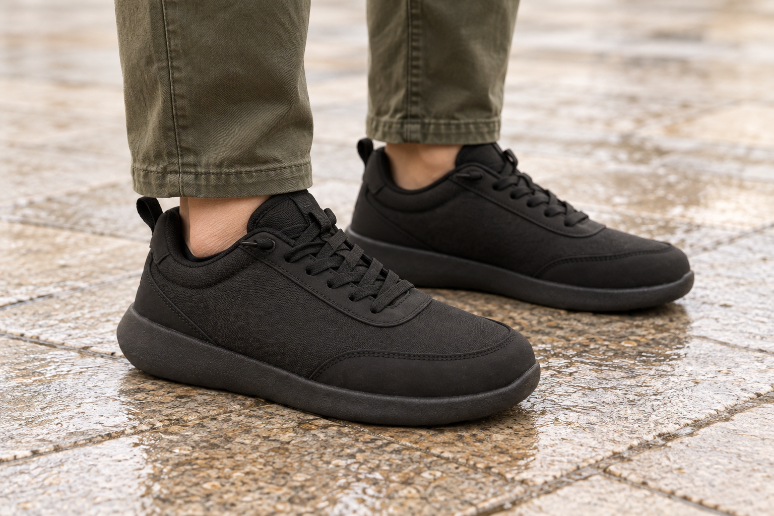 Footle Water-Resistant Blackout on damp paving in an everyday scene